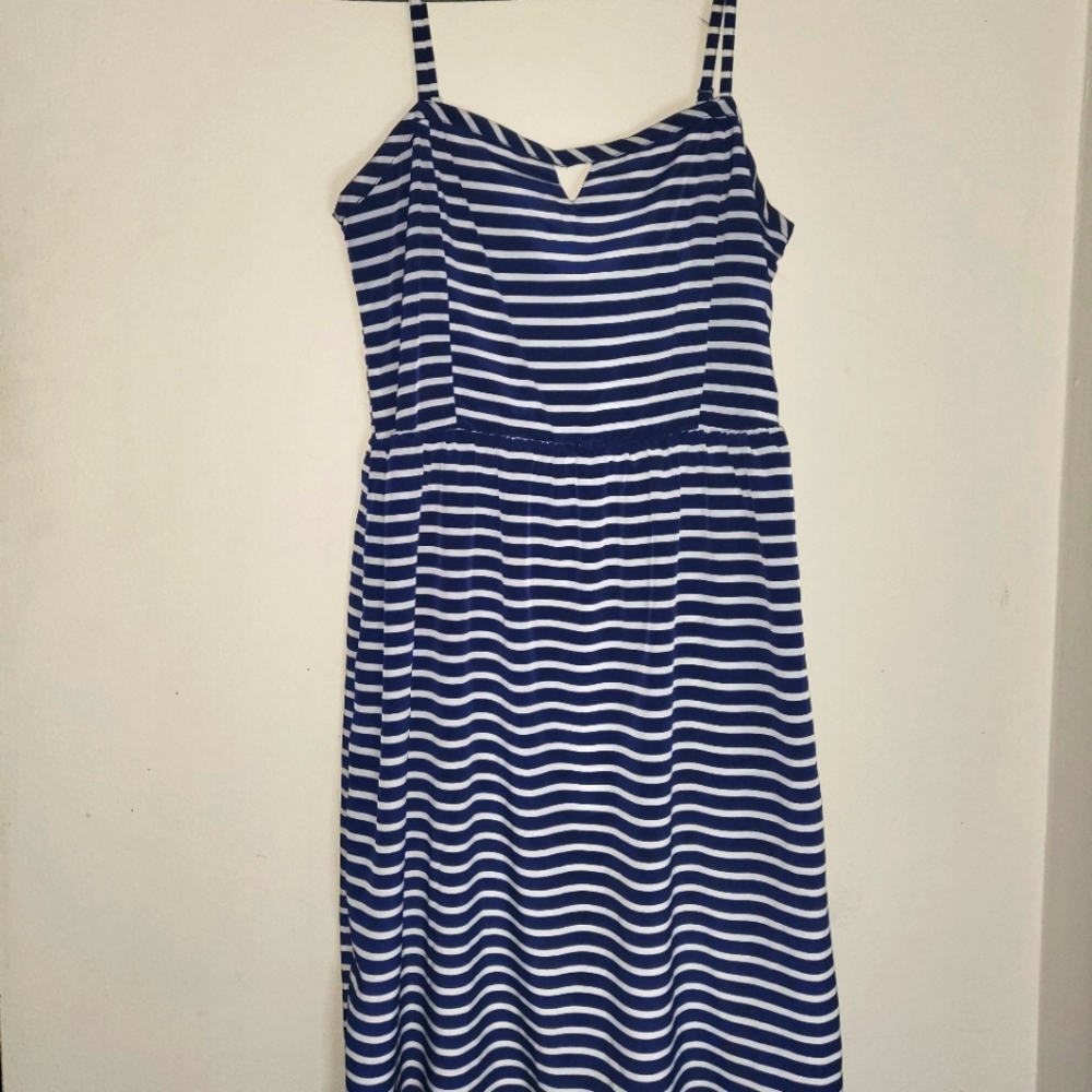 Blue and White Striped Dress